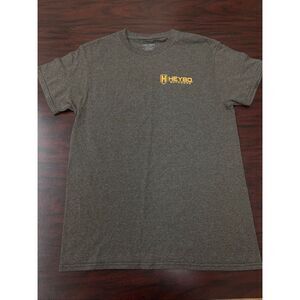 HeyBo Mens Brown Short Sleeve Tee with Dog Graphic Size Small